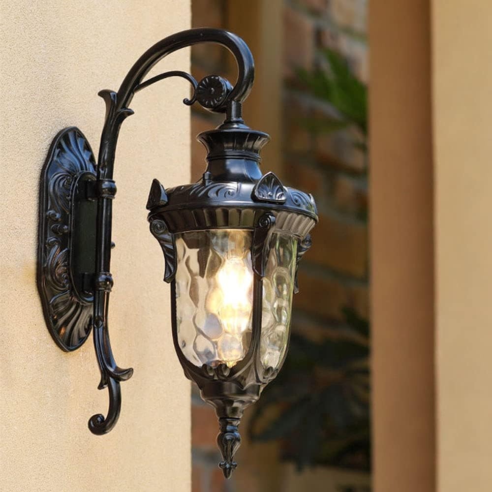 Black Outdoor Wall Lantern Waterproof Garden Light