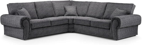 Grey 2C2 Chesterfield Corner Sofa – High Back 5 Seater Deep Cushion Settee