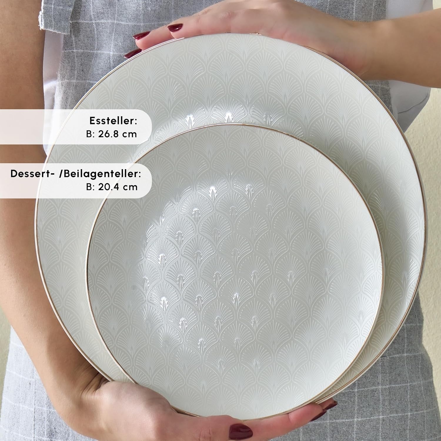 Karaca Mandarin White Dinnerware Sets, Modern Kitchen Dinner Set for 12 People,