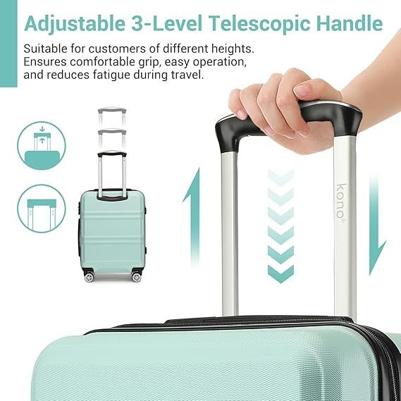 Lightweight Cabin Trolley 20” ABS+PC Hard Shell Spinner TSA Lock