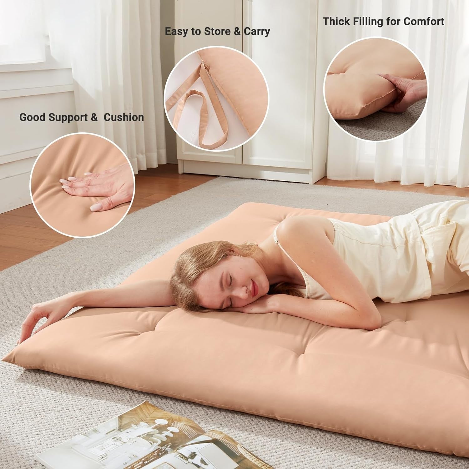 Queen Floor Futon Mattress 2.5" Foam Foldable Tatami Bed Lounge Mat