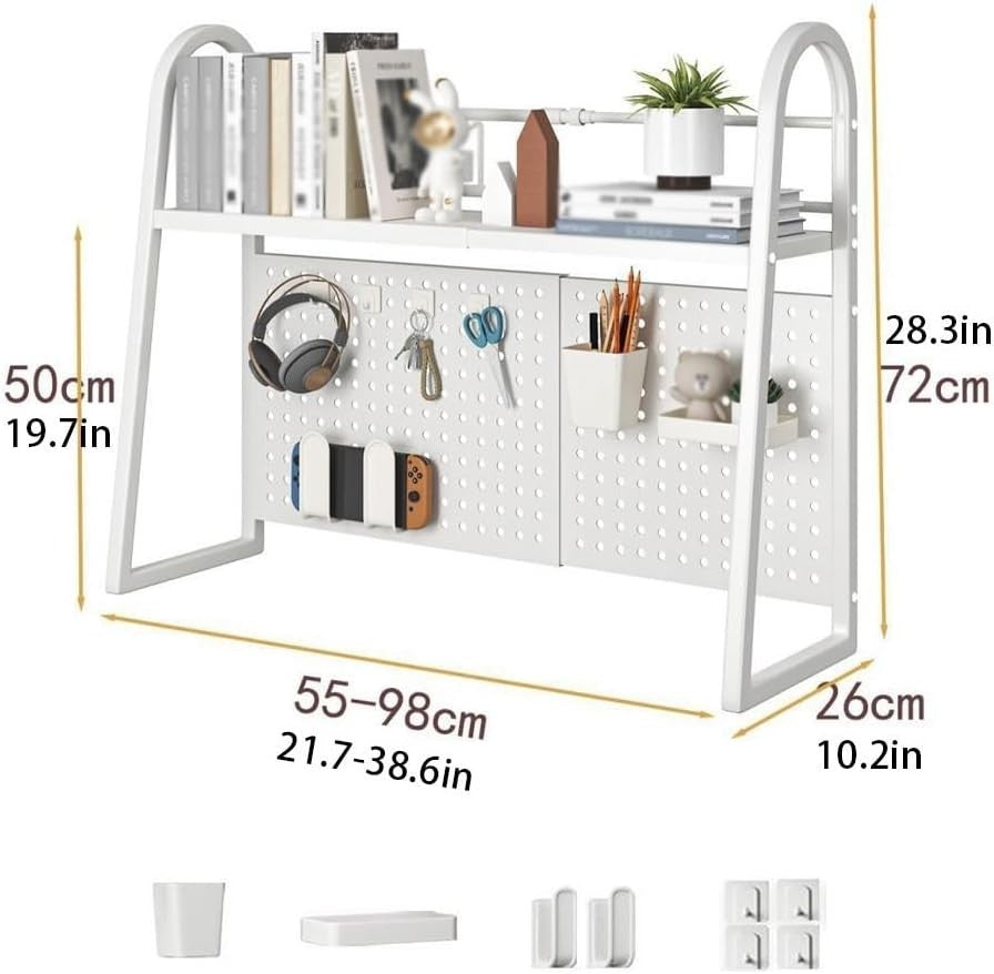 Expandable Metal Desktop Bookshelf | Adjustable Monitor Shelf Rack 55–96cm Black