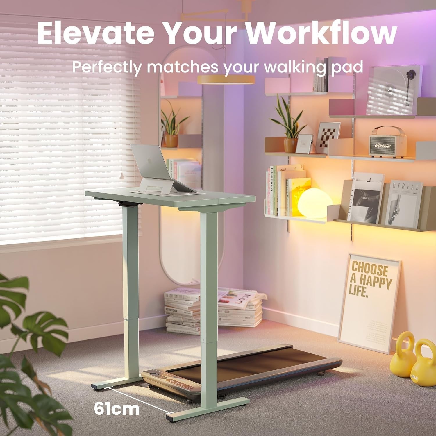 Electric Standing Desk Height Adjustable Sit Stand Home Office Table 80x48cm