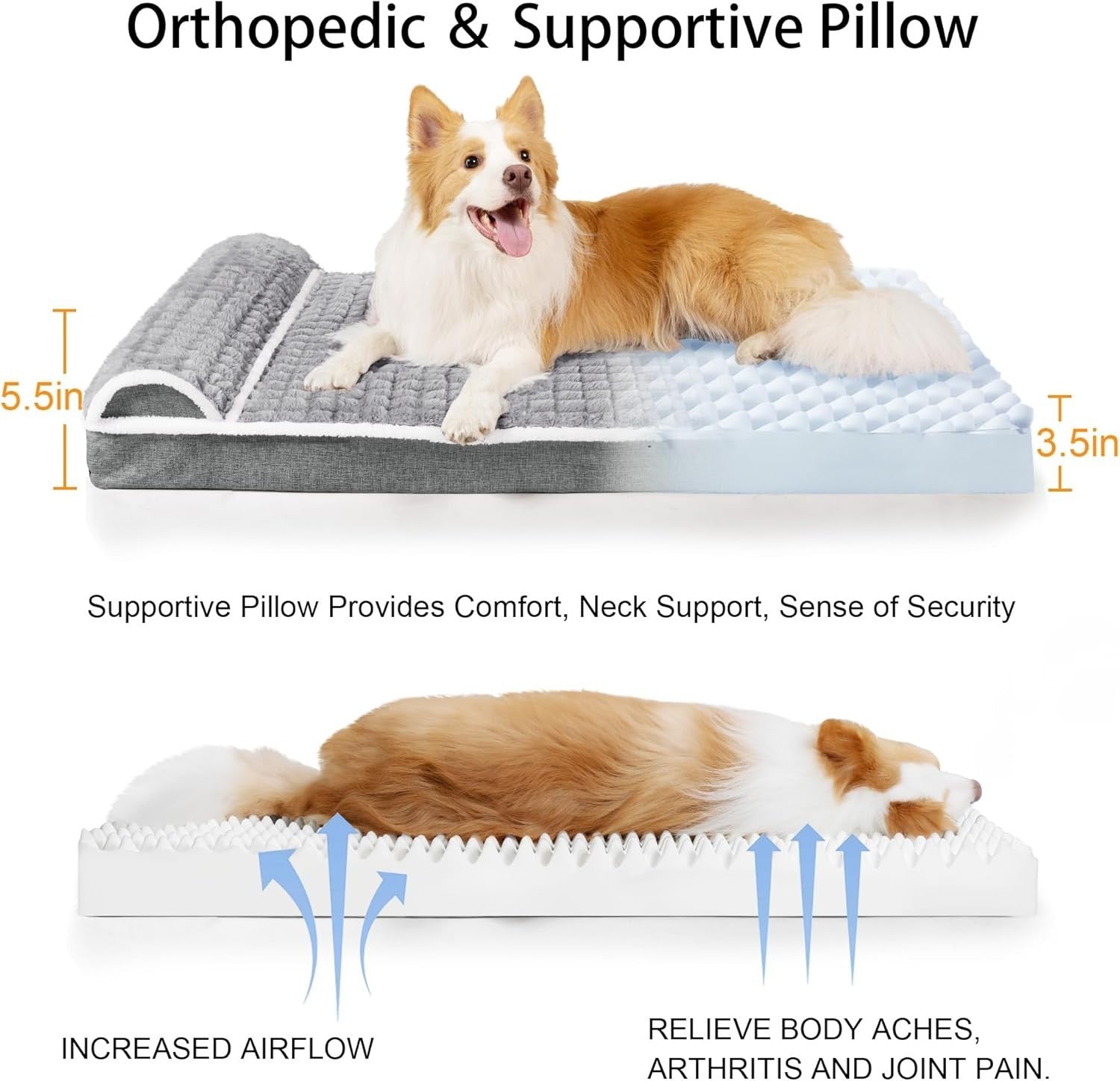Extra Large Orthopedic Dog Crate Bed 142x101cm Foam