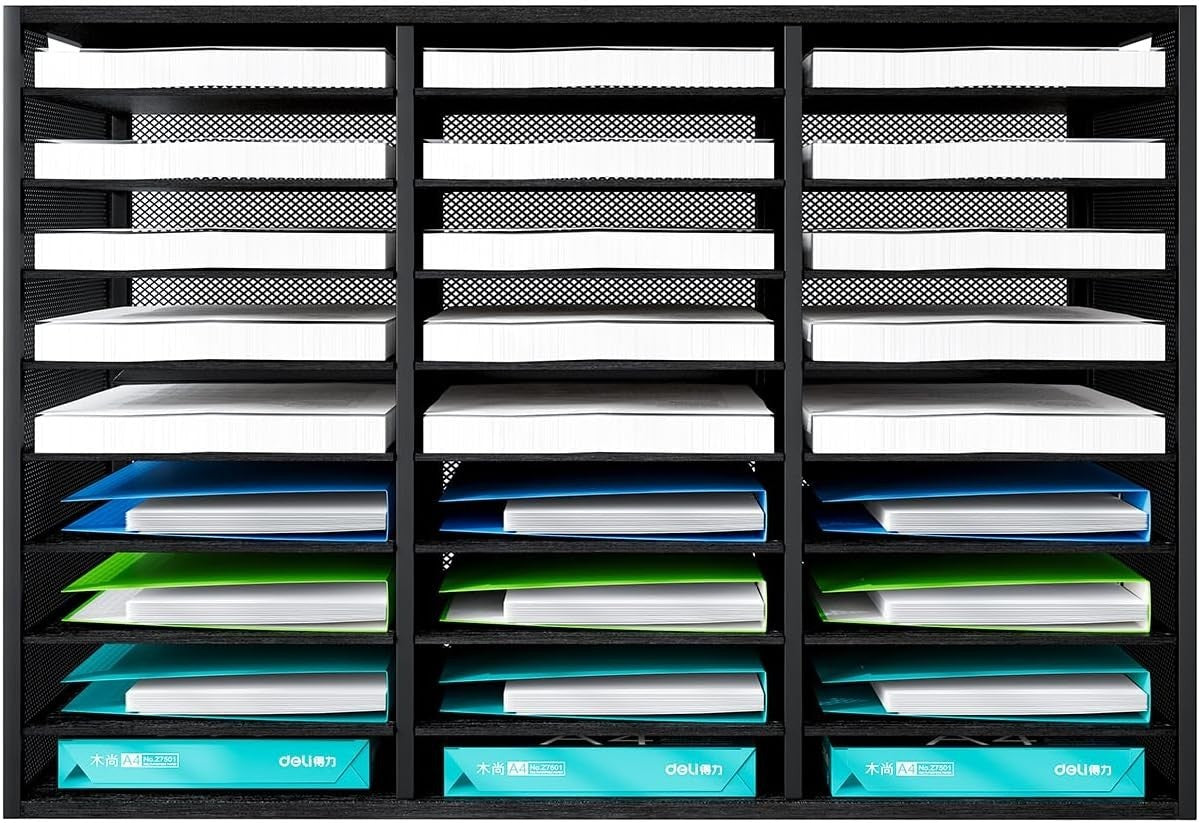 27-Slot Desk Organizer Mesh Letter Paper Filing Tray Stackable