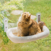 Plush Cat Window Hammock Foldable Perch Bed Large Sturdy 18kg Cream