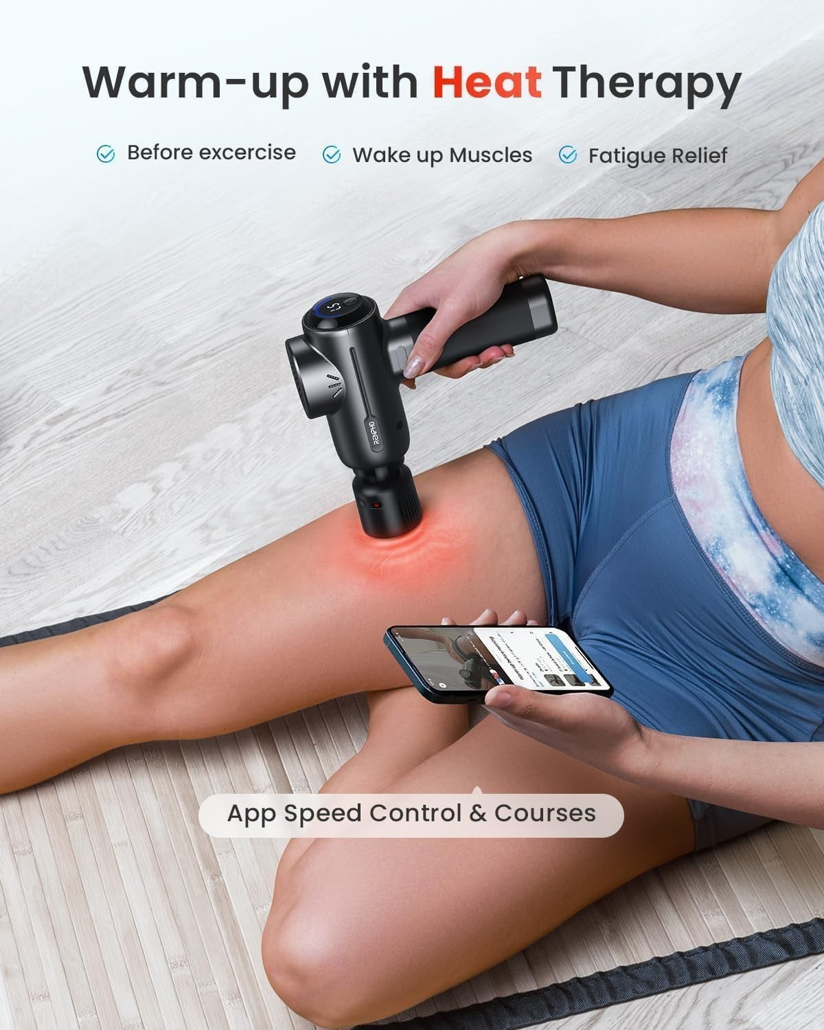 Deep Tissue Massage Gun Heat Cold Therapy App Control Quiet Percussion Relief