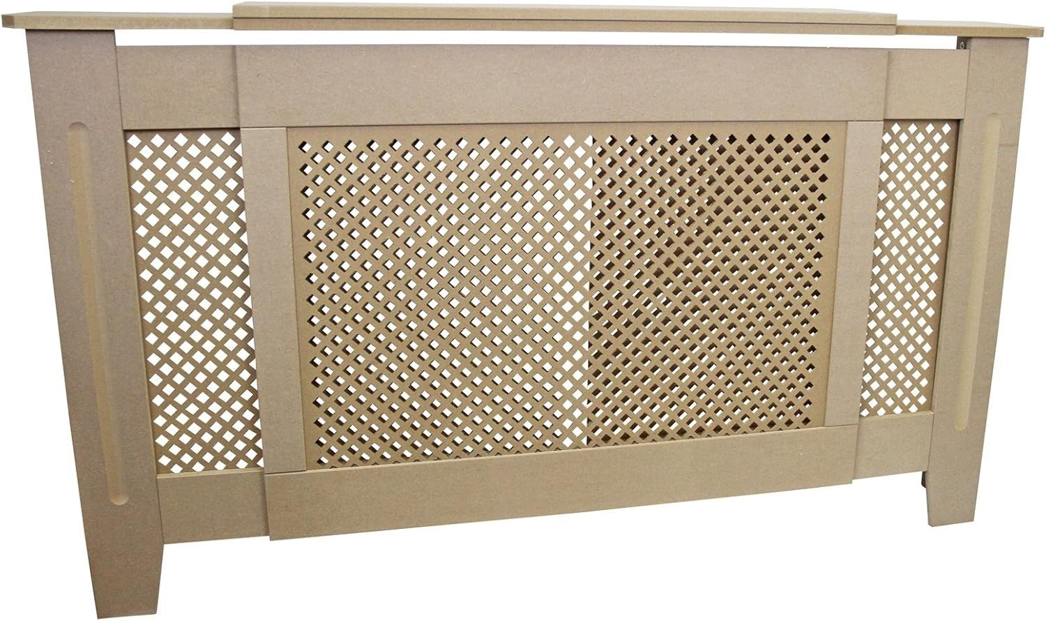 Adjustable Natural MDF Radiator Cover 1400–1920mm Trellis Grill Heating Cabinet