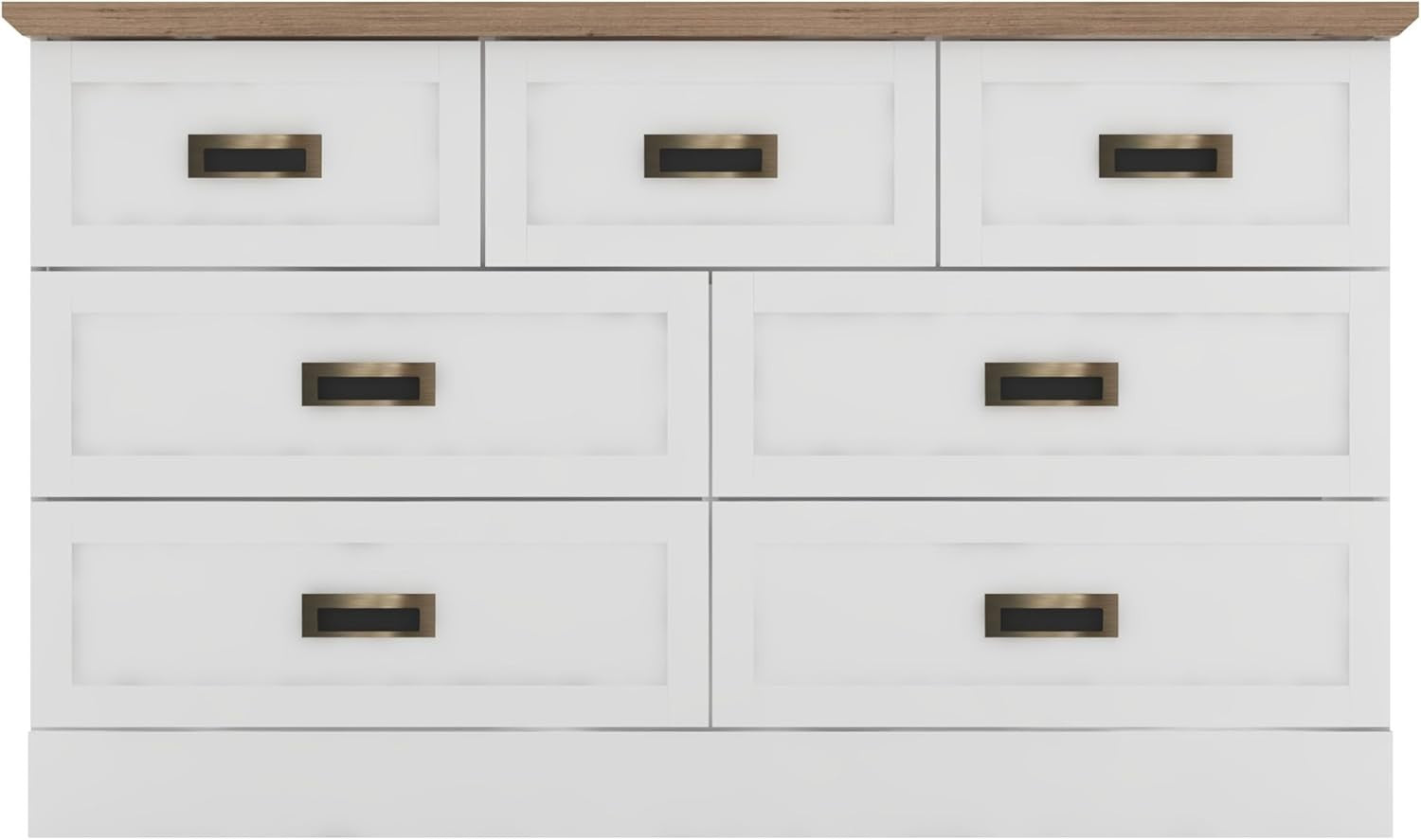 Wide Chest of Drawers 7 Drawer Unit White Oak Storage Cabinet Bedroom
