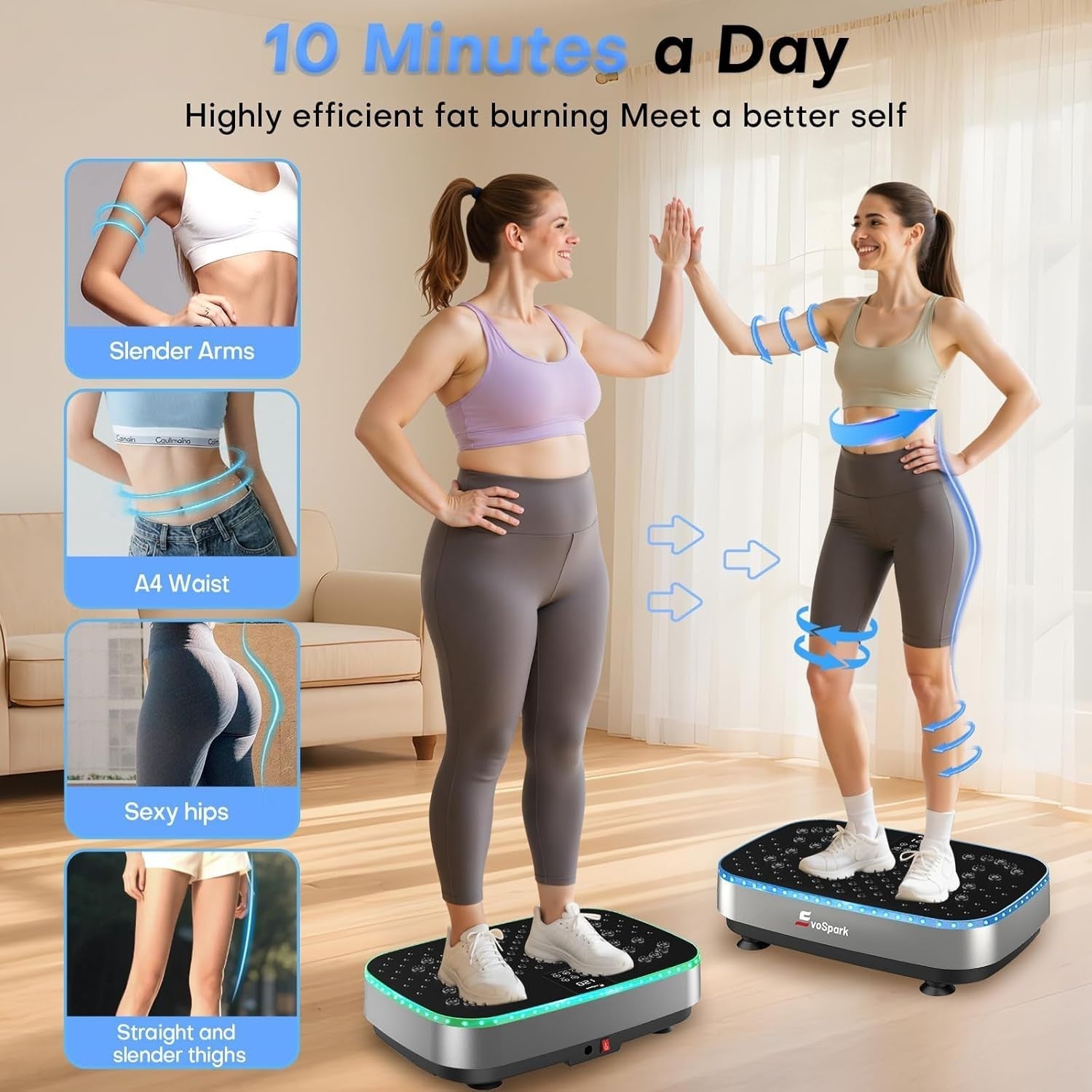 2D 3D Vibration Plate Exercise Machine 120 Speeds LED Touch Quiet