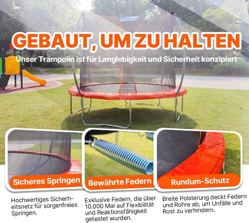 10ft Outdoor Trampoline Safety Enclosure Net Ladder Heavy Duty Kids