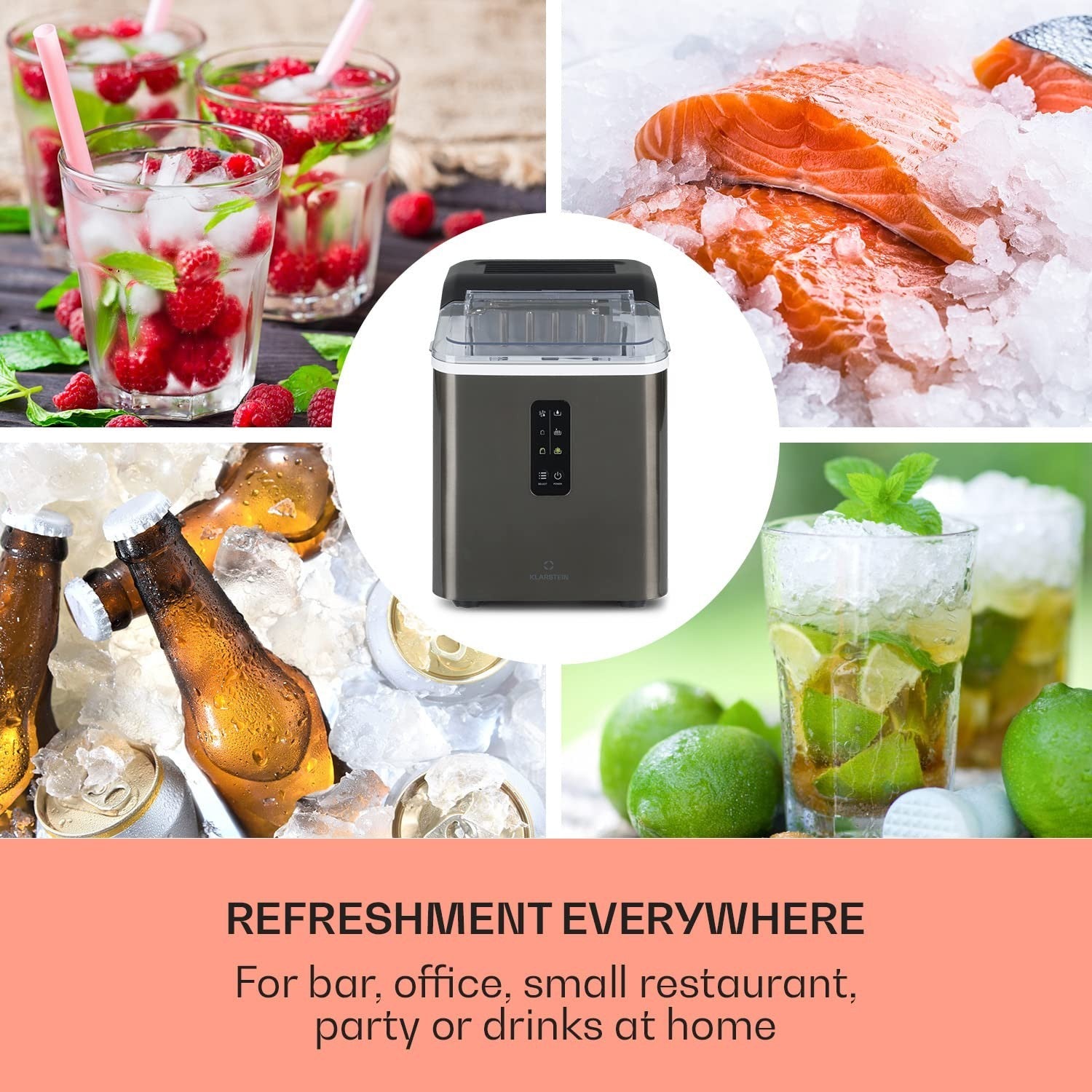 Countertop Ice Maker Machine Fast Ice Cube Maker 12kg Per Day Compact