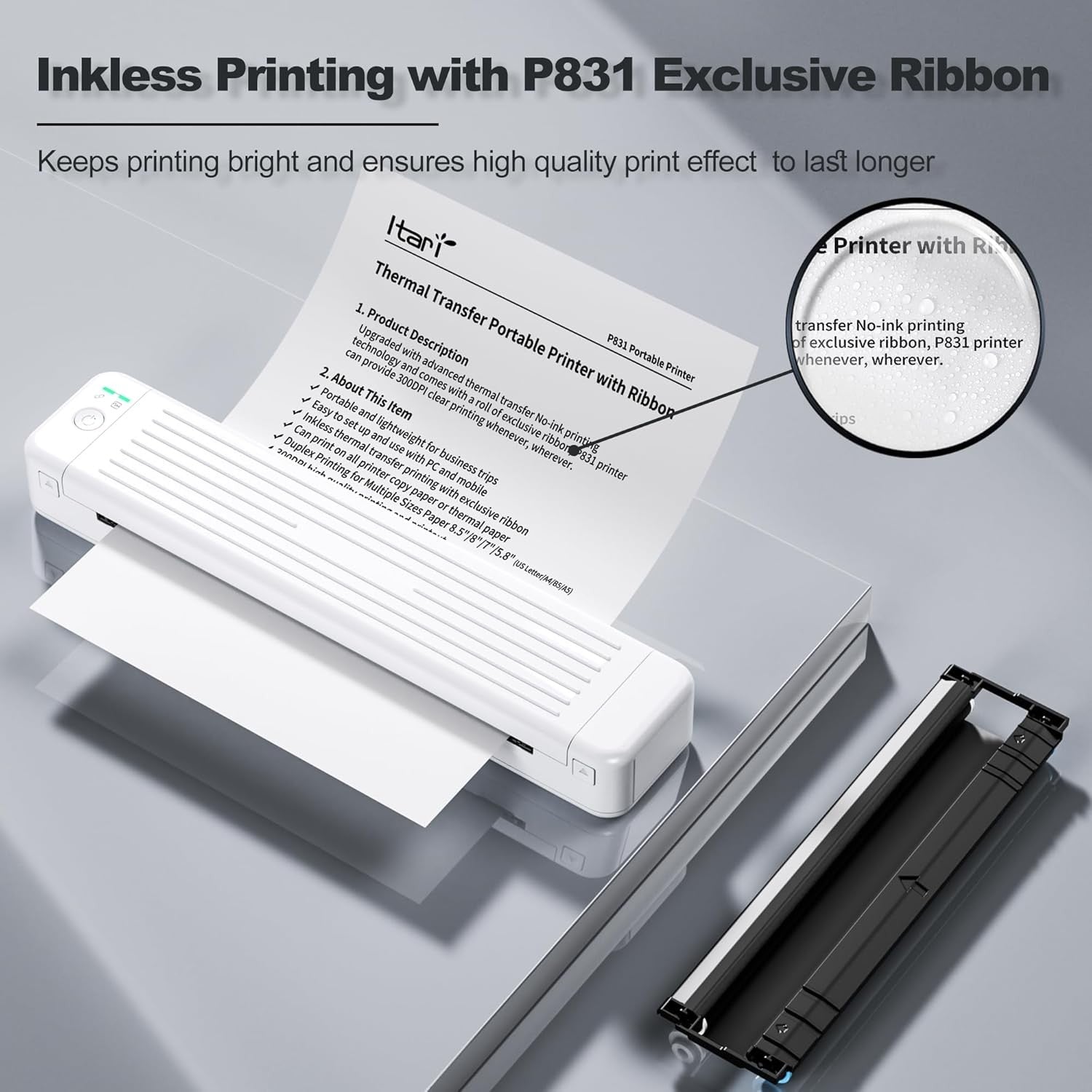 A4 Wireless Portable Printer 300DPI Thermal Black
