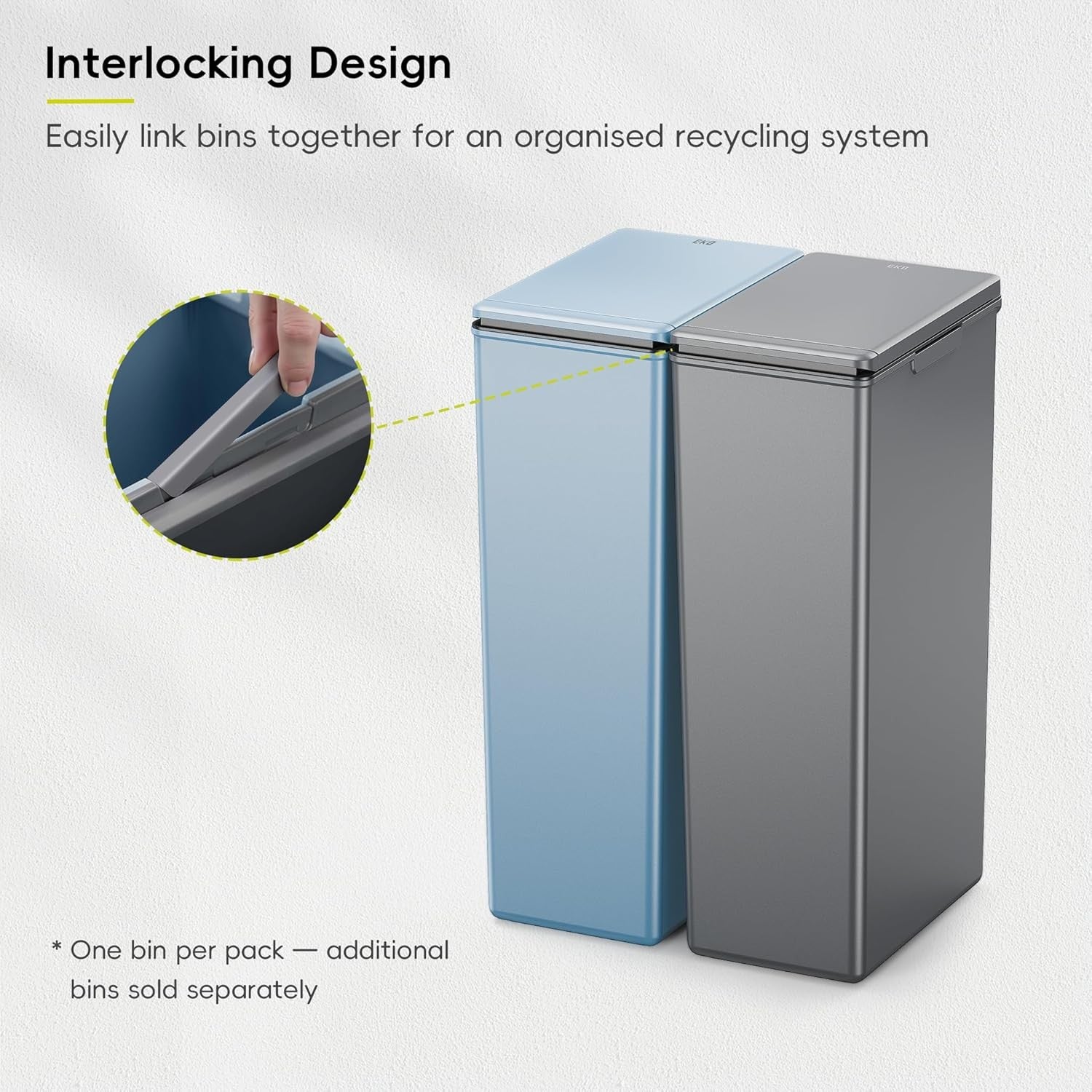 Slim 30L Kitchen Recycling Bin Touch-Top Lid Plastic Waste Sorter