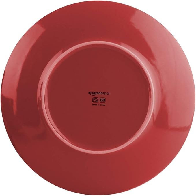 18pc Stoneware Dinnerware Set Red Plates Bowls Service for 6