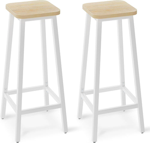 Square Bar Stool Set of 2 | Adjustable Footrest 29.5x29.5x70CM