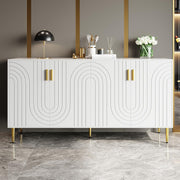 Modern White Sideboard Cabinet Storage Unit Gold Legs Doors 152cm