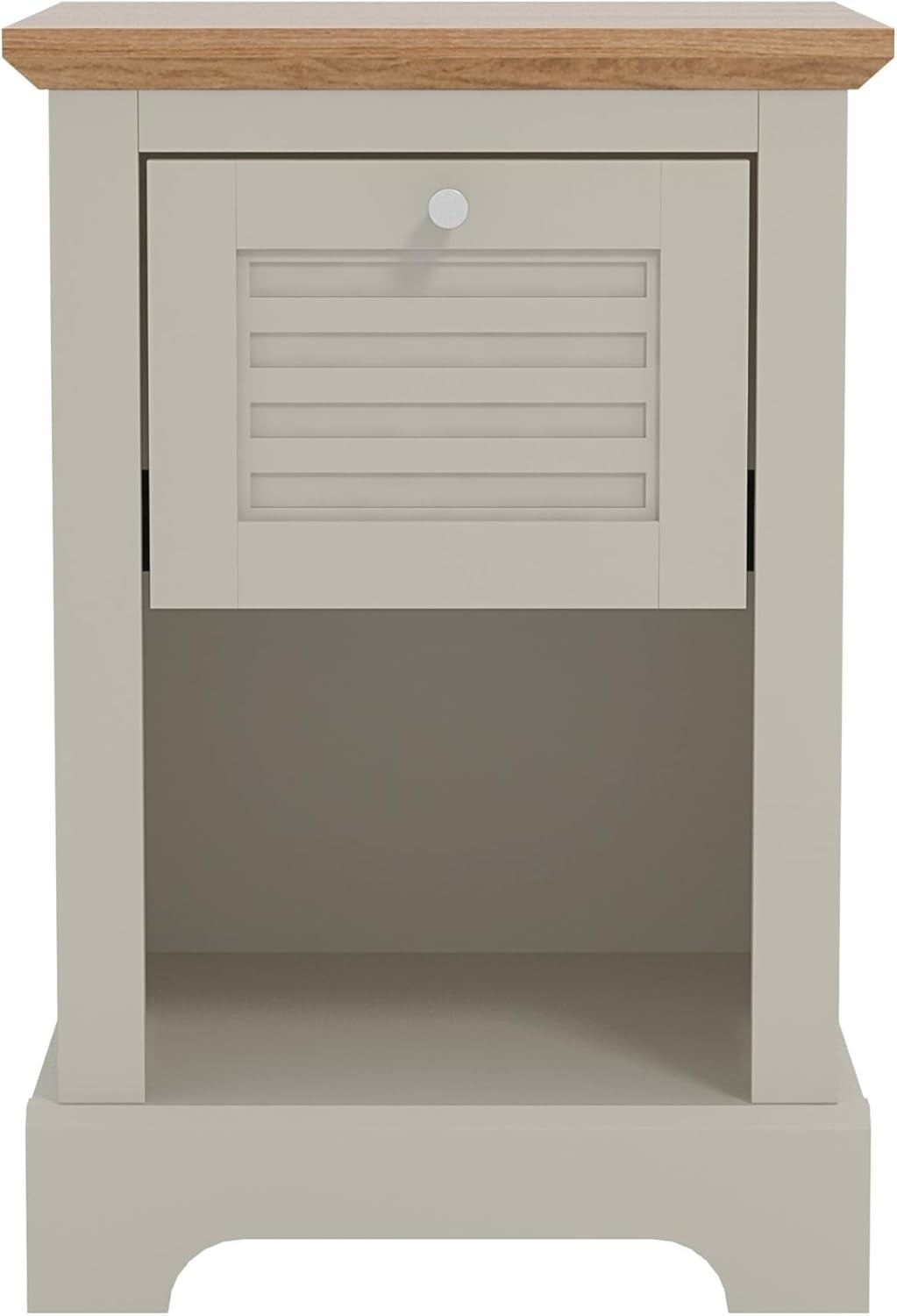 Light Grey & Oak Bedside Table | Modern Nightstand with Drawer