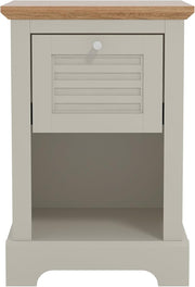 Light Grey & Oak Bedside Table | Modern Nightstand with Drawer