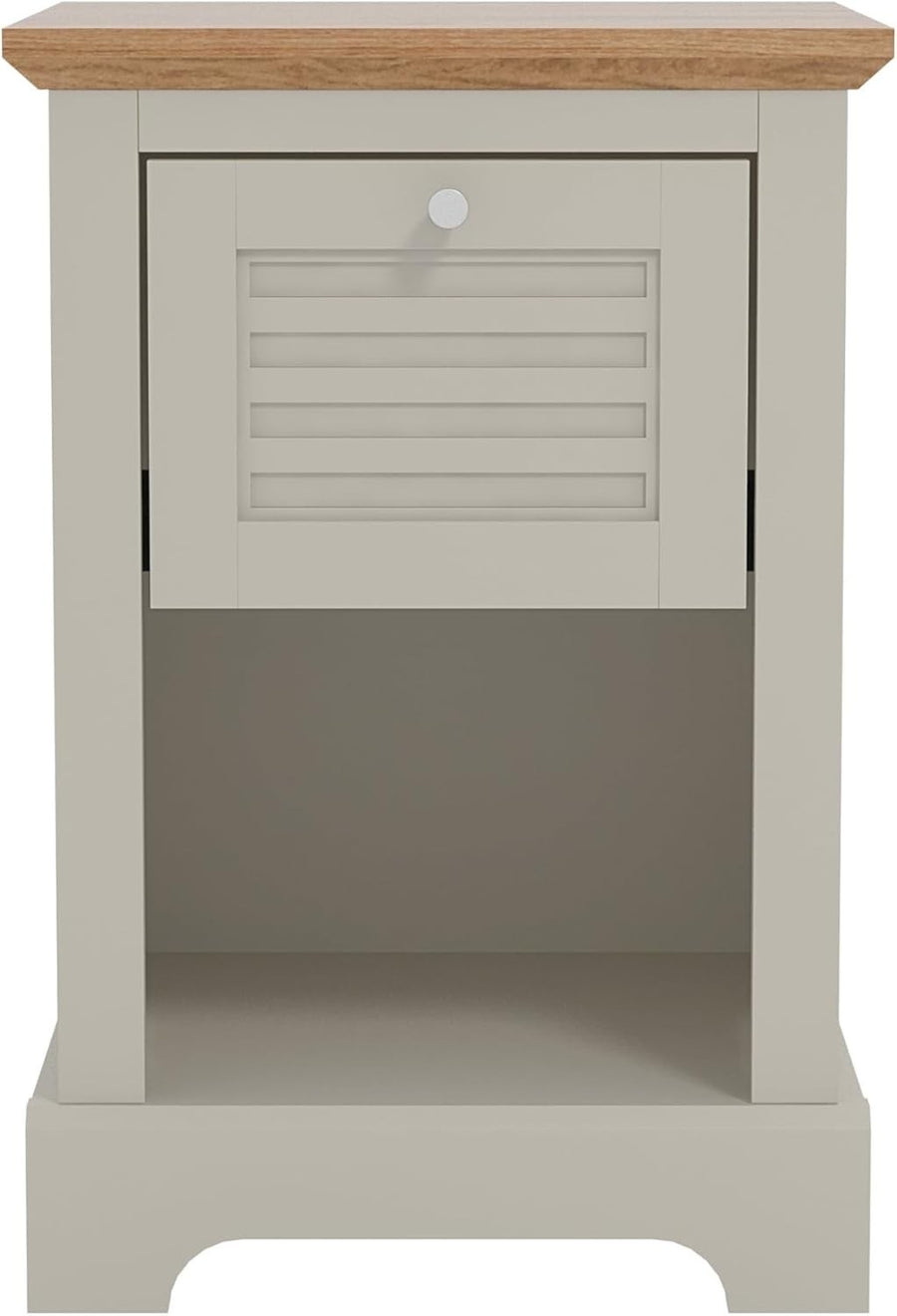 Light Grey & Oak Bedside Table | Modern Nightstand with Drawer