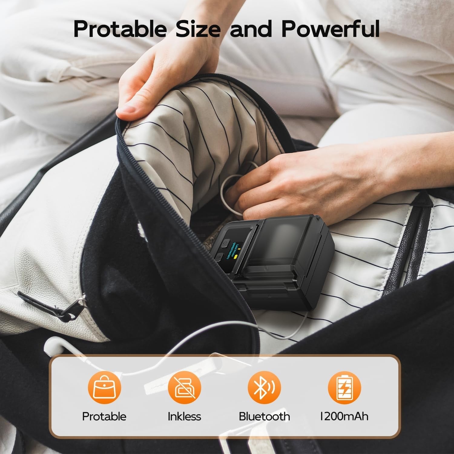 2 Inch Bluetooth Thermal Label Maker Portable Black