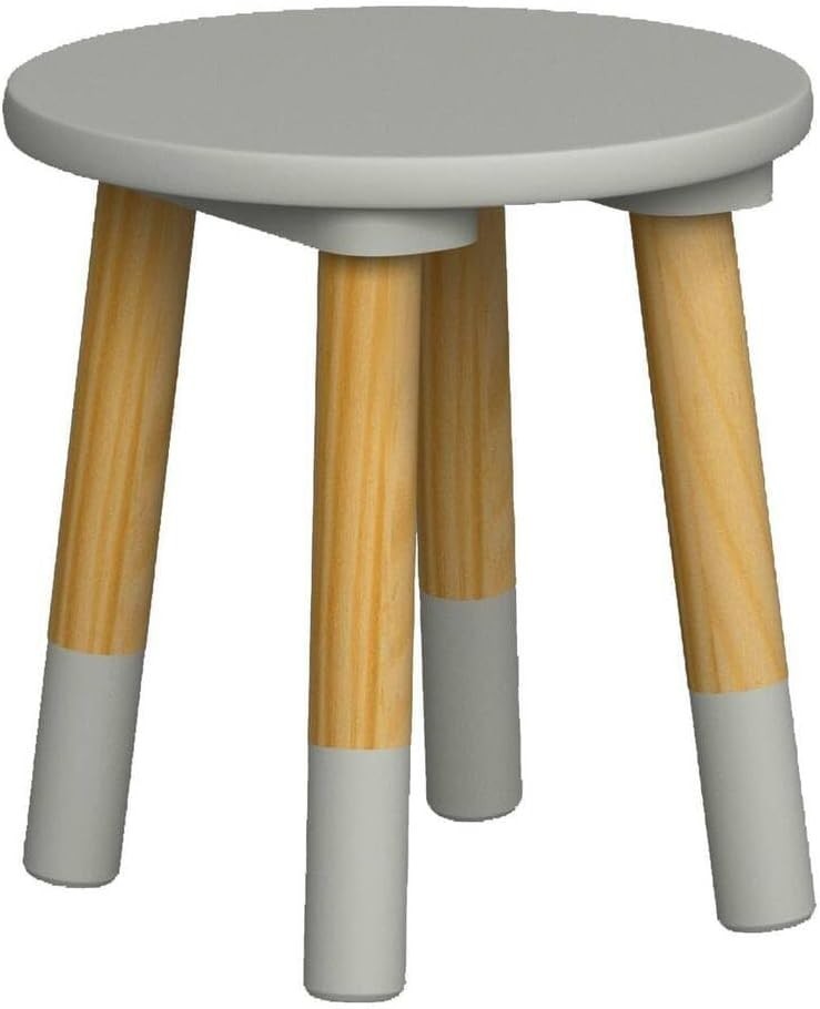 Kids Wooden Round Table & 4 Chair Set Grey, Sturdy Toddler Activity Furniture