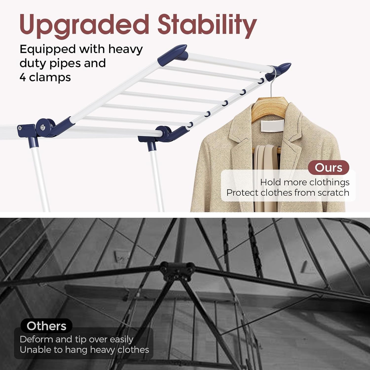 Large Foldable Clothes Airer Winged Drying Rack Indoor Outdoor Space Saving