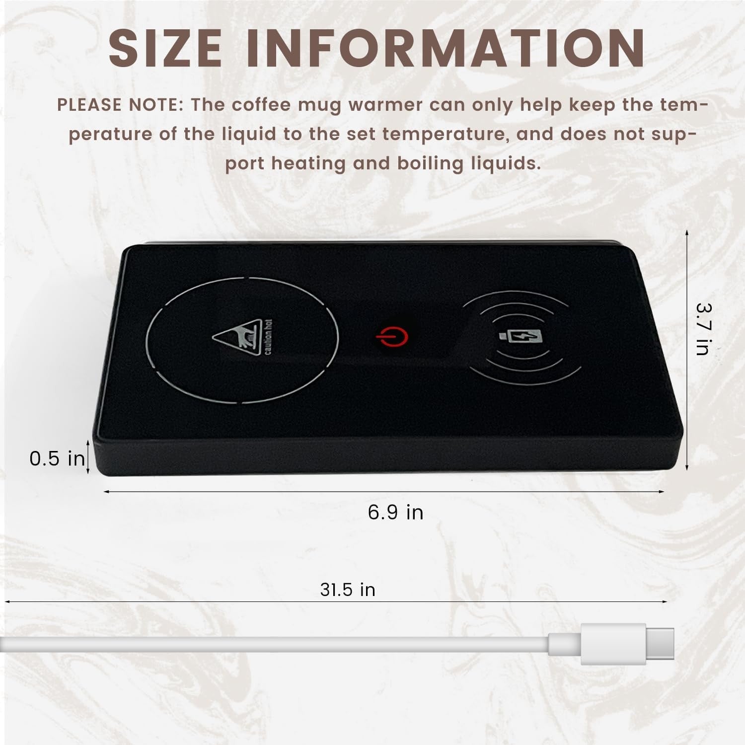 Black USB Coffee Mug Warmer 2in1 Smart Desk Heater