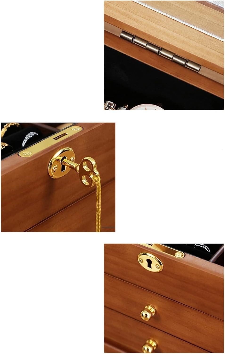 Extra Large Wooden Jewelry Box Combo Lock Velvet Organizer Cabinet