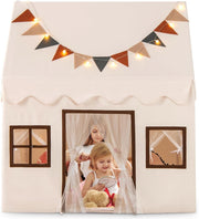 Large Kids Play Tent Castle Indoor Outdoor w Lights Mat Windows