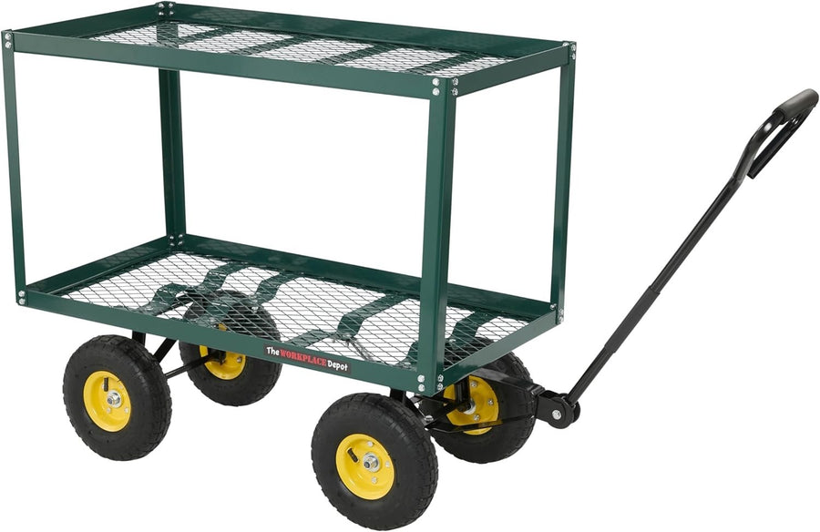 Heavy Duty Garden Trolley Cart 200kg Load Off-Road Wheels Metal Utility Wagon