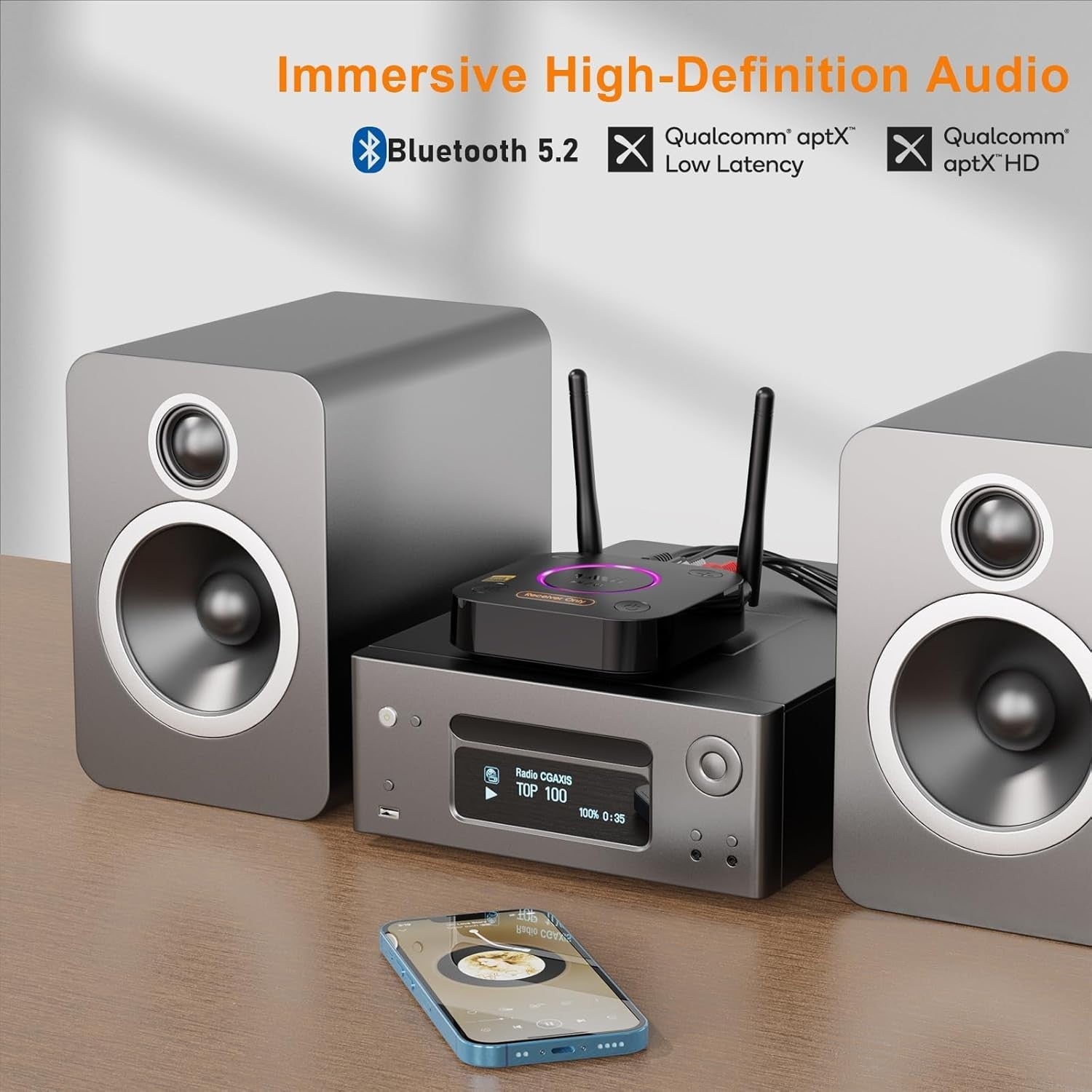 HiFi Bluetooth 5.2 Receiver LDAC aptX HD 3D Audio Coaxial Optical DAC Output