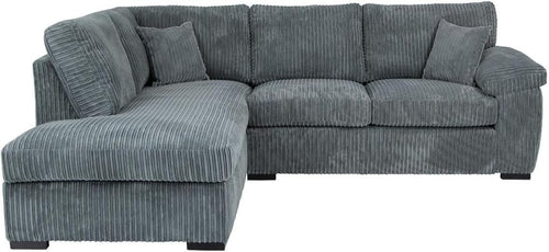 Grey Jumbo Cord L-Shape 4-Seater Left Corner Sofa – Stylish, Space-Saving Comfor