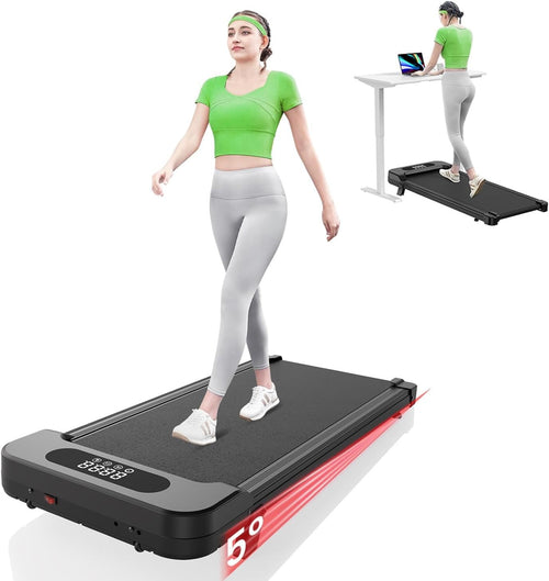 7% Incline Compact Walking Pad Treadmill Home Office LED Remote