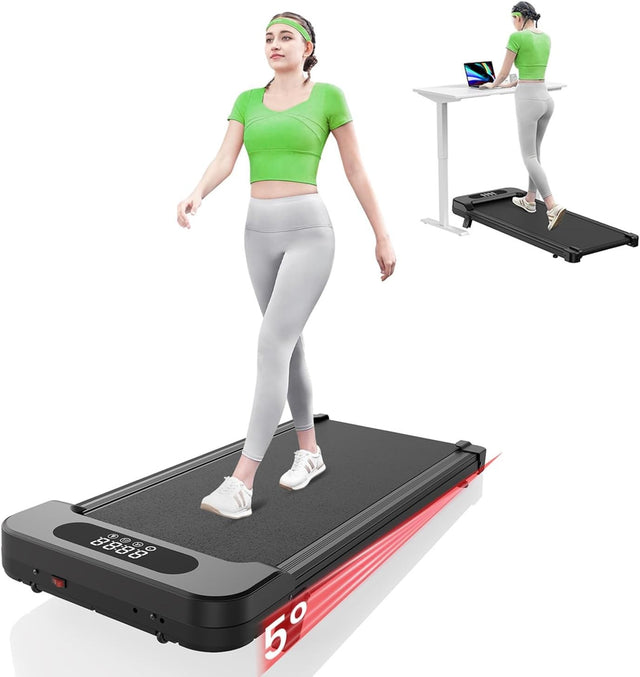 7% Incline Compact Walking Pad Treadmill Home Office LED Remote