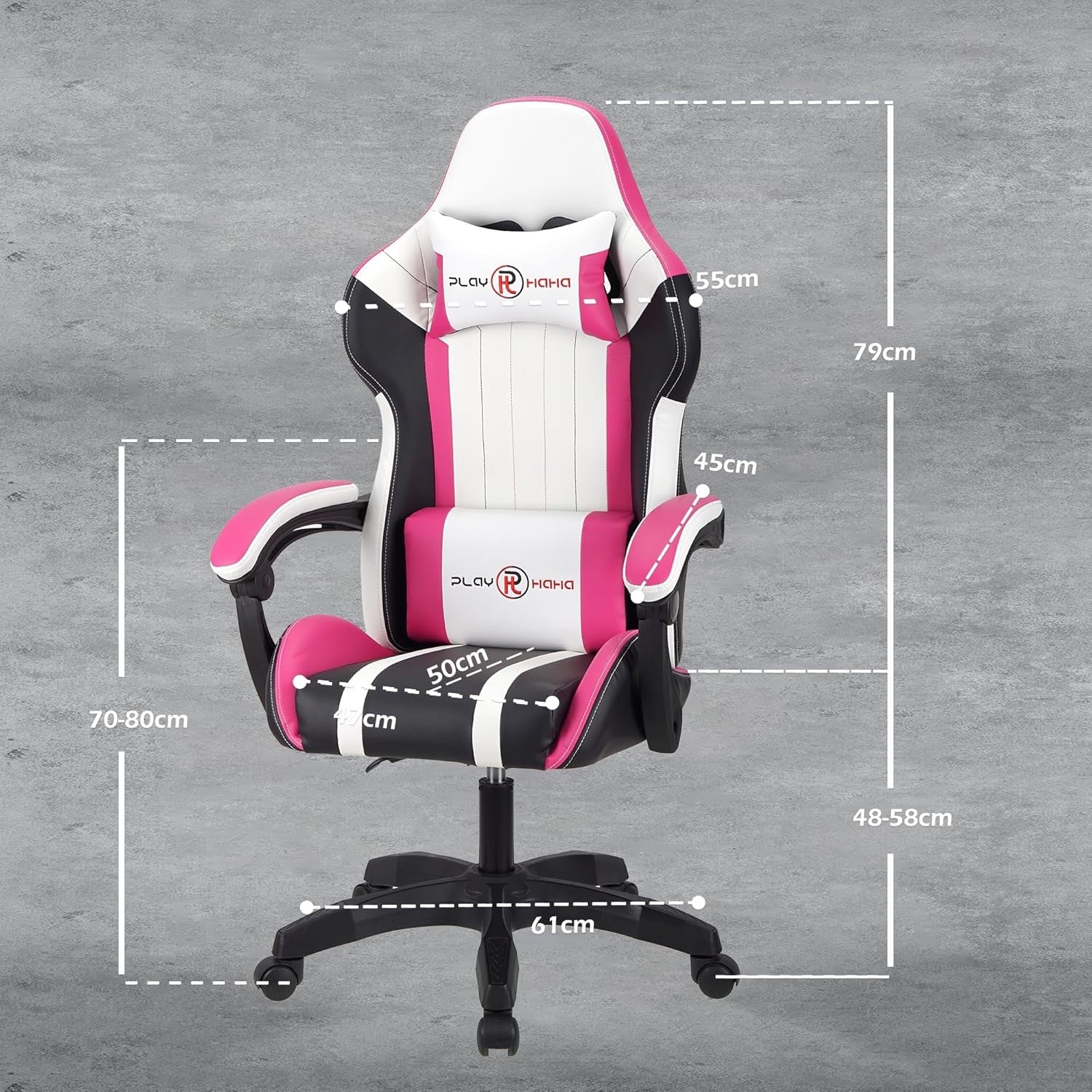 Ergonomic Gaming Chair Leather Swivel w/ Lumbar Support