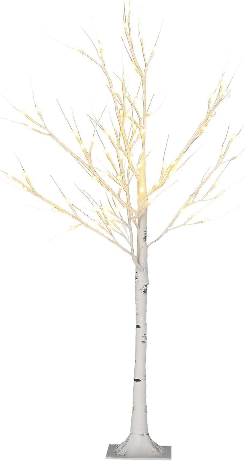 4ft White Birch Tree Light Warm White LED Pre-Lit Indoor Outdoor Home Decor