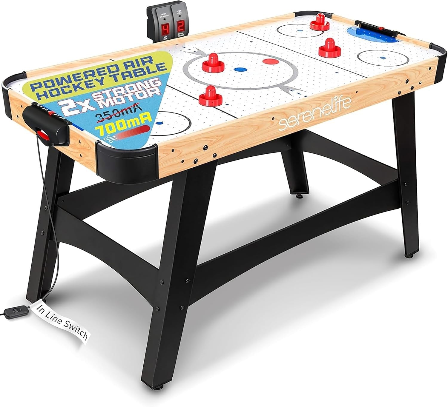 Full Size Air Hockey Table LED Scoreboard Strong Motor Arcade Game Indoor