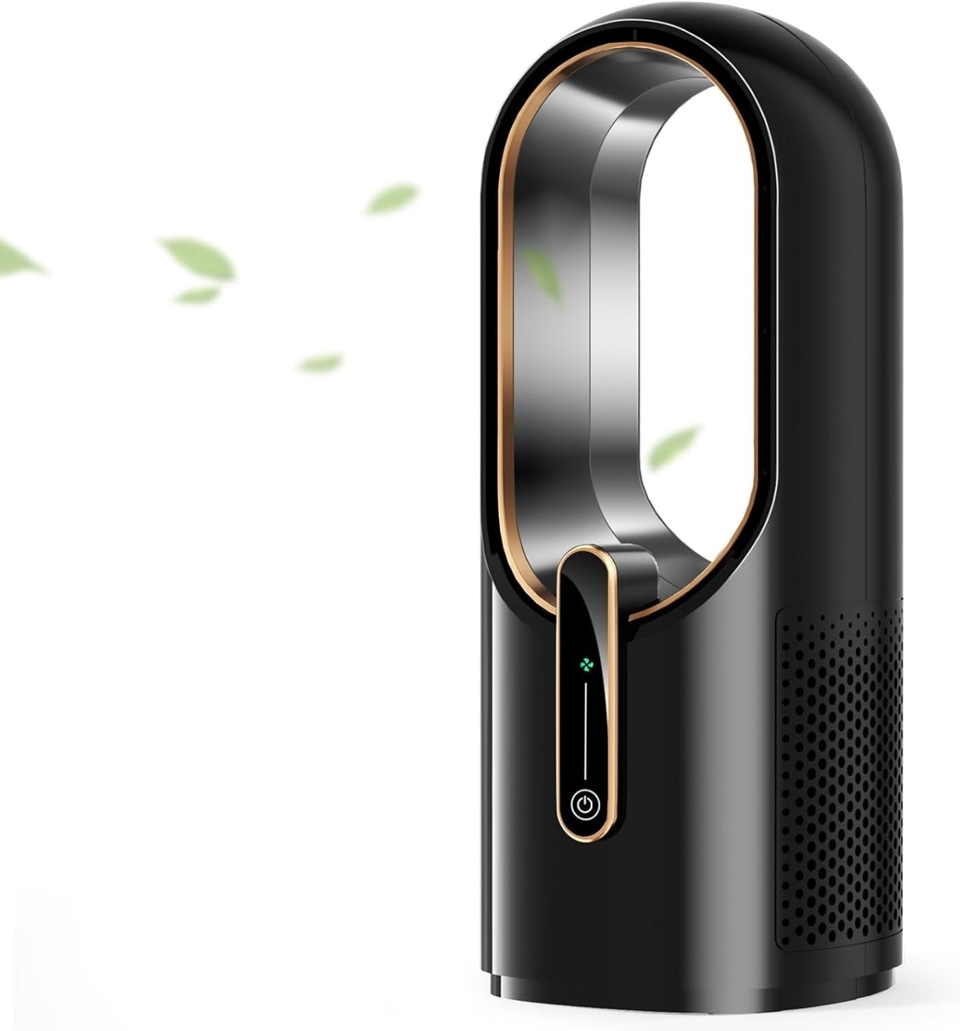 Bladeless Desk Fan Black – Portable Rechargeable Quiet Table Fan 3 Speeds Touch