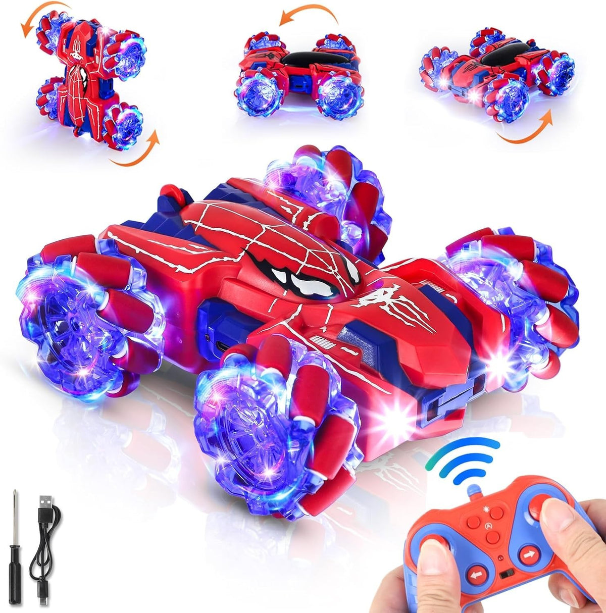 4WD 360° Rotation Double Sided Rechargeable Remote Control Toy for Kids Boys 3-1
