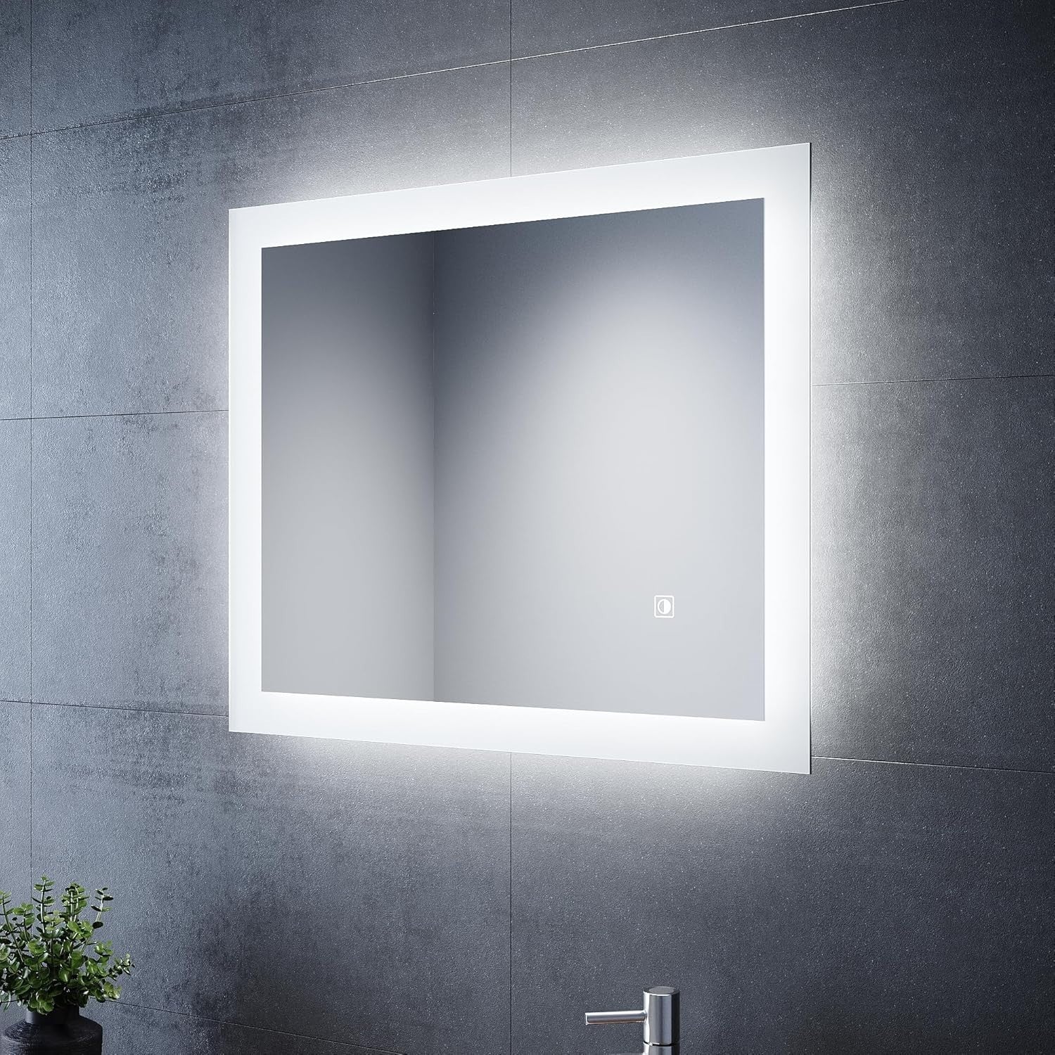 LED Bathroom Mirror 600x500mm Wall Mounted, Anti-Fog, Dimmable Light