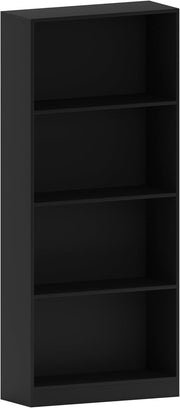 4 Tier Black Wooden Bookcase Modern Storage Display Shelf for Living Room