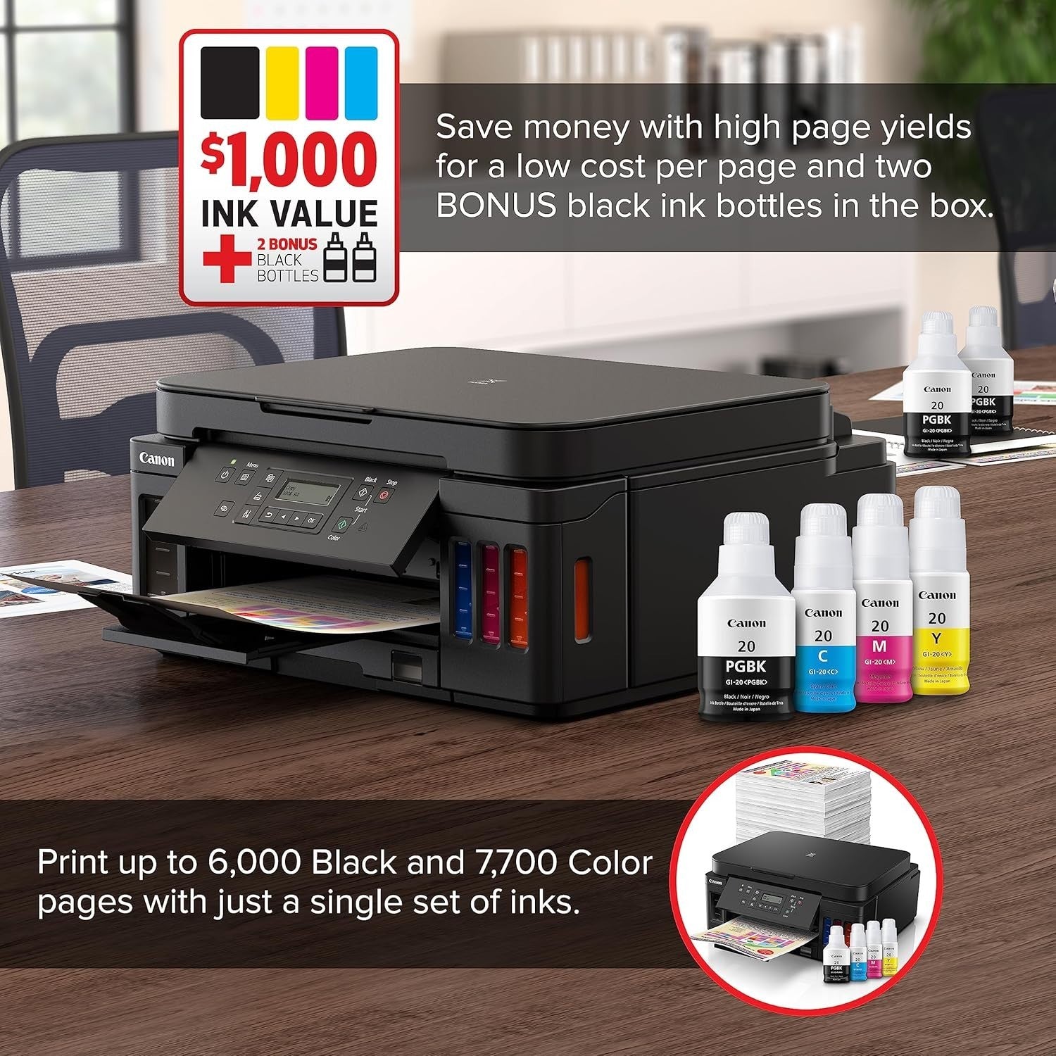 MegaTank Wireless 4-in-1 Printer | High-Yield, Copier, Scanner, Duplex