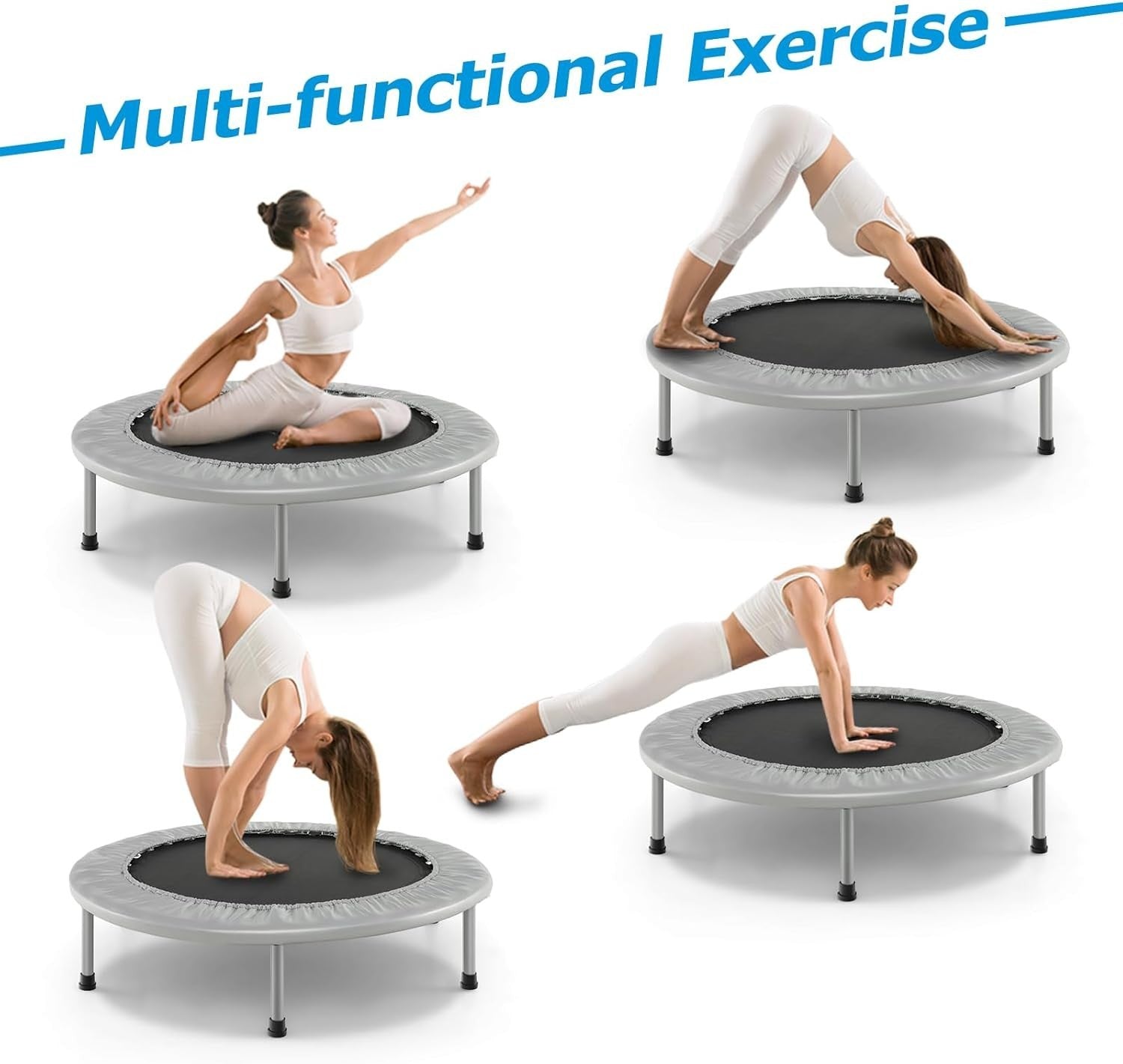 38in Foldable Fitness Trampoline Indoor Outdoor Rebounder 150KG