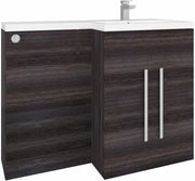 1100mm L Shape Right Hand Vanity Unit with Basin Sink & BTW Toilet Grey Finish