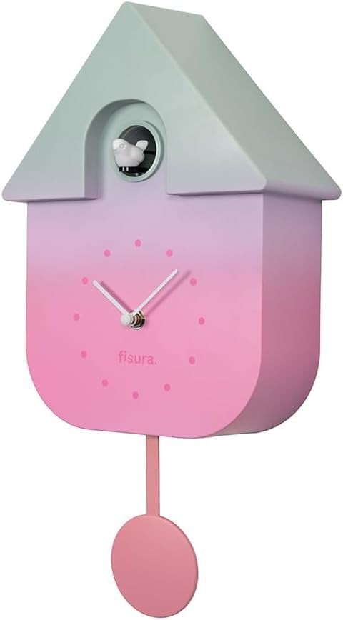 Gradient Cuckoo Wall Clock Modern Silent Bird Sound Colourful Room Decor