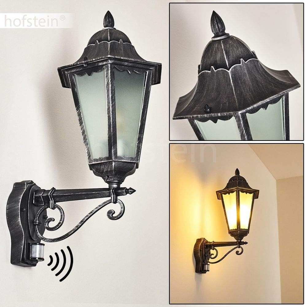 Outdoor Wall Lamp Lignac Frost with Motion Detector, Antique Black/Silver, E27