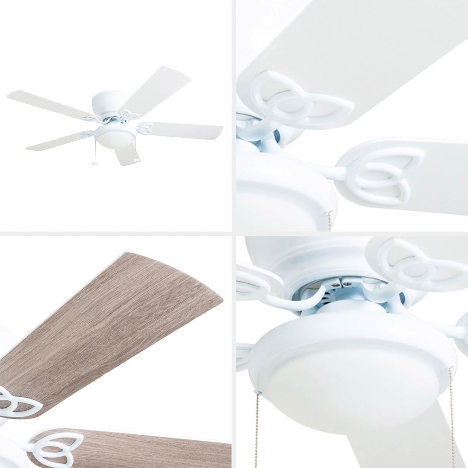 Prominence Home Benton 52" Ceiling Fan, 5 Blades, Remote, Quiet Motor, White