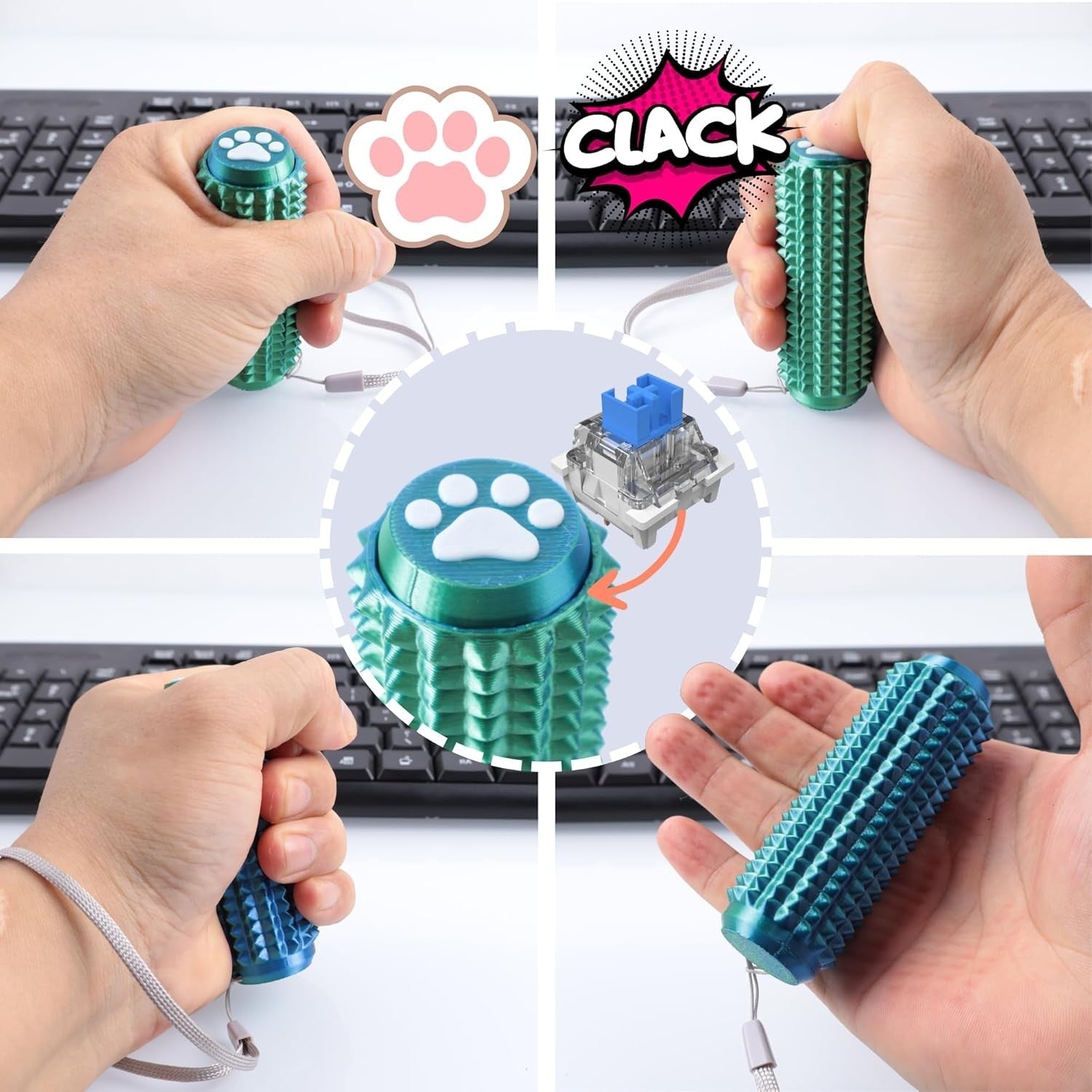 Pain Stim Clicker Fidget Dual Intensity Cat Dog Paw Anxiety Toy