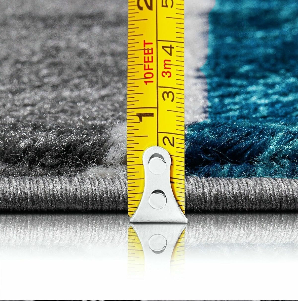 Large Teal Grey Area Rug 6x9 Soft Plush Thick Pile Modern Living Room